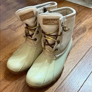Sperry Tan and Cream Waterproof Boots